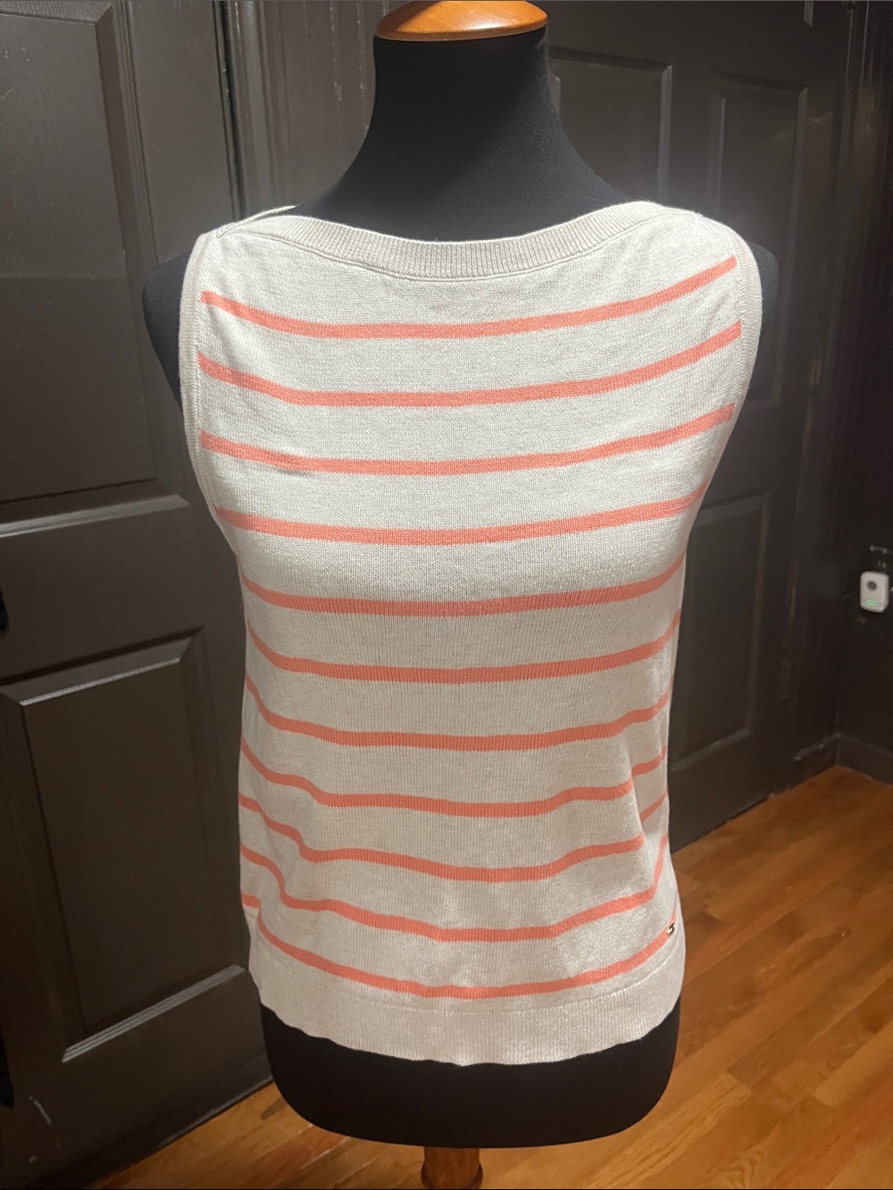 Tommy Hilfiger Cream Tank Top with Coral Stripes
